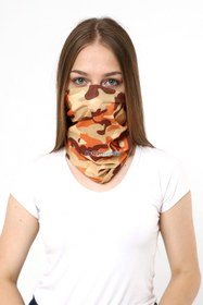 Resim Buff Dikişsiz Boyunluk Maske Baf Bandana Saç Bandı Kamp Aksesuar Kamuflaj Kahverengi 