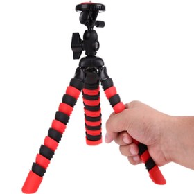 Resim Microcase Akrobat Silikon Ayaklı Telefon Dslr Kamera Ahtapot Tripod 3 Ayak - Kırmızı 