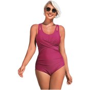 Resim Charmleaks Karın Kontrolü Tek Parça Mayo Kadınlar İçin Büzgülü Mayo Askılı V Yaka Monokini Kırmızı 