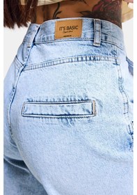 Resim Itsbasic Kadın Ice 4s6-3 Skater Fit Bermuda Denim Şort Ice Rengi 