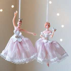 Resim 2 adet Bale Dansçısı Süsü - Pembe Tutu ve Taç, Parıldayan Bale Ayakkabıları, Noel Ağacı ve Ev Dekoru için İdeal, Dans Sevginleri için Mükemmel, Bale Dekoru 