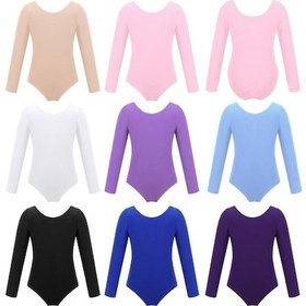 Resim Koyu Mavi Yürüyor Çocuk Kız Jimnastik Bale Uzun Kollu Leotard Tutu Etek Dans Giyim Kostüm Koyu Mavi 