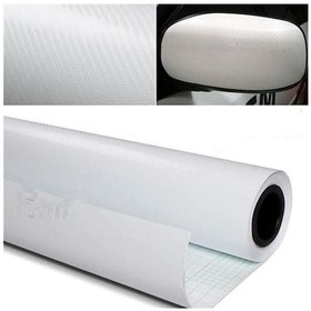 Resim Karbon Fiber Folyo Hava Kanallı Araç Döşeme Kaplama Folyosu Beyaz 30 Cm X 1 Metre 