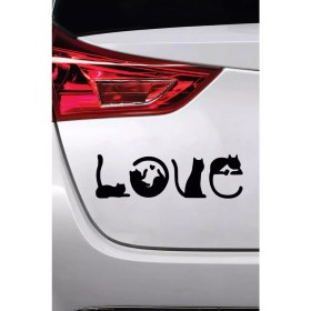 Resim Kedilerden Love Sticker Oto Motor Laptop Duvar Folyo Sticker 20 x 6 cm 