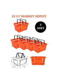 Resim 5 adet 22Litre Market ve Alışveriş Sepeti, Saplı Market Sepeti T 