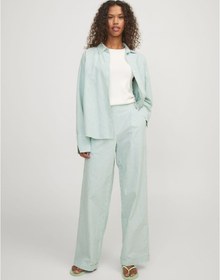 Resim Jack & Jones Kadin Çizgili Desenli Rahat Kesim Pantolon - Siva 12254570 Grayed Jade Kırmızı 