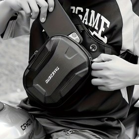 Resim 1 adet Motosiklet Bacak Çantası Bel Çantası Sürücü Motosiklet Sert Kabuk Çantası Büyük Kapasite ile Yansıtıcı Şerit Sert Kabuk Tasarımı Spor Omuz Çantası Seyahat Ekipmanı 