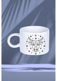 Resim Boğa Burcu Zodyak Baskılı Motto Kupa Bardak Çay Kahve Fincanı Beyaz 