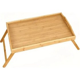 Resim Katlanır Ayaklı Bambu Yatak Keyif Tepsisi 50cm 30cm , Portatif Tepsi Bambu 