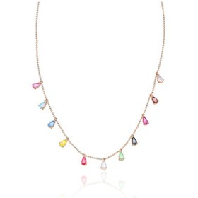 Resim Roz Renginde Taşlı Kadın Kolyesi Gümüş Kolye Model Kadın Uc-134 