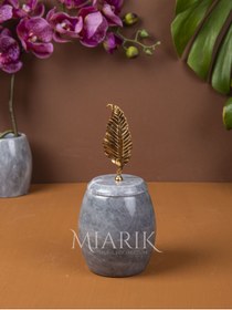 Resim MIARIK DESIGN & DEKORASYON DEKORATİF GRI RENK MERMER PAMUKLUK AKSESUAR DETAYLI 