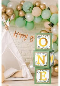 Resim One Yazılı Adaçayı Konsept Görünümlü Dekoratif Kutu Doğum Günü Konsepti 