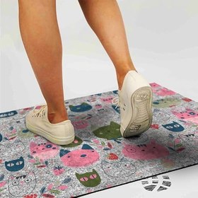 Resim Monnhein Kapı Önü Paspası - Modern ve Şık Kapı Paspası | Ev, Ofis ve Dış Mekân Kullanımı İçin (Renkli Kedi Bahçesi) 40x60 