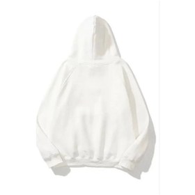 Resim Tua Moda 3 İplik Pamuklu Unisex Kapşonlu Sweetshirt - Beyaz Beyaz 
