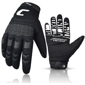 Resim Siyah Off Road Motosiklet Eldivenleri, Dokunulabilir Dağ i Eldivenleri Atv Sürme Eldivenleri Adam İçin 