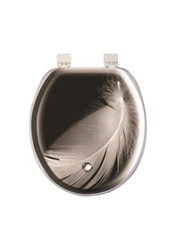 Resim Softy Desenli Yumuşak Klozet Kapağı Siyah - Gri Tüy Desen 