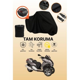 Resim Dokaca Siyah Arka Çanta Uyumlu Peugeot Metropolis Sw 400 Uyumlu Motosiklet Brandası, Koruyucu Örtü 