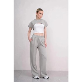 Resim Ponçik Kadın Crop Eşofman Takımı 3lü Takım Spor Comfort 25074 