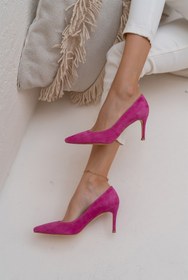 Resim Paprica Fuşya Süet Stiletto 
