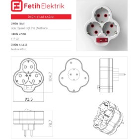 Resim Toptancı Amca 3'lü Topraklı Korumalı Anahtarlı Topraklı Papatya Golyat Çoğaltıcı Çoklu Priz 2 Adet 