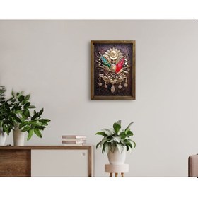Resim Bk Home Osmanlı Arması Tasarımlı Doğal Masif Ahşap Çerçeveli Tabl (551057924) 