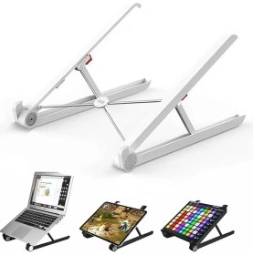 Resim FourForce Saıjı X1 Laptop Sehpası, Katlanabilir, Tablet Sehpası, Alüminyum Alaşım, Online Sınıf Çalışması, Duruşu Iyileştirme, Isı Dağılımı Macbook, iPad ve 10-15,6 Inç Olan Tüm Cihazlar ile Uyumlu. Beyaz 