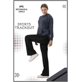 Resim Kadın Spor Eşofman Takım İspanyol Paça Çift Cepli Alt &kapüşonlu Kanguru Cepli Üst Antrasit 3053 Antrasit 