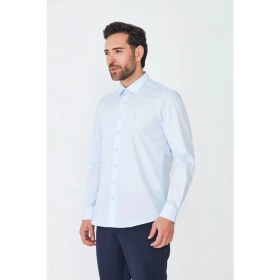 Resim White Stone Mavi Dynamic Fit Uzun Kollu Erkek Gömlek 