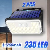 Resim 2'li Paket 235LED Güneş Enerjili Hareket Sensörlü Dış Mekan Aydınlatması, 3 Modlu Kablosuz Sel Işıkları - Bahçe, Çit ve Teras için Güvenlik Işıkları 