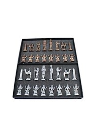Resim Metal Mısır Satranç Takımı Antik Ve Sedef Desenli Mdf Ahşap Satra 