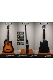 Resim valares 38c Kesik Kasa Sap Ayarlı Akustik Gitar 38 inç Full Aksesuar Hediyeli Sunburst 
