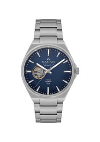 Resim Nacar Safir Cam Klasik Gümüş Erkek Kol Saati Nc33-258378-alm 