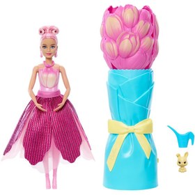 Resim Barbie Petal Pop Lale Elbiseli Bebek JMF57 