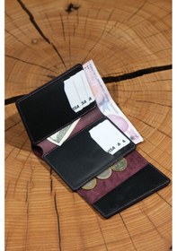 Resim Lenax Leather Lena Hakiki Deri Kadın Cüzdan Nakit Para Gözlü, Bozuk Para Gözlü, 12 Kartlık Siyah - Mürdüm 