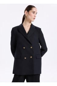 Resim Fabrika Kruvaze Siyah Kadın Blazer F3WL-CKT8 