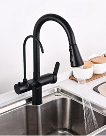 Resim Mutfak Dokunmatik Evye Bataryası Su Arıtma Çıkışlı Spiralli Fiskiyeli Şelaleli 