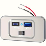 Resim Anahtarlı Güçlü 12V Karavan USB Çıkışı, PD3.0 Tip-C 36W & Hızlı Şarj QC3.0 18W USB-A Portlu Duvar Montajı Panosu, Deniz Teknesi Otobüs Motosiklet Kamyon Karavan için Araba USB Soket Şarj Adaptörü 