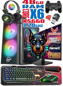 Resim WARBOX Doberman Xeon X5660 3.20ghz 48gb Ram 512gb Ssd R7 240-4gb E.kartı 20" Monitör Gaming Bilgisayar 