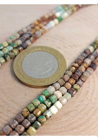 Resim Bileklik Boy Krizokol Taşı Küp Şekilli Dizi 3mm 45320 Yarım Dizi 17cm Uzunluğundadır Çok Renkli 