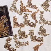 Resim 24 Adet Vintage Çiçekli Köşe Stickerları Scrapbooking, Junk Günlükler & El İşleri İçin - Mat Bitiş, Kendinden Yapışkanlı Kağıt Etiketler, Scrapbook Stickerları 