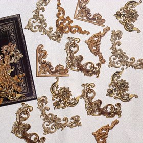 Resim 24 Adet Vintage Çiçekli Köşe Stickerları Scrapbooking, Junk Günlükler & El İşleri İçin - Mat Bitiş, Kendinden Yapışkanlı Kağıt Etiketler, Scrapbook Stickerları 