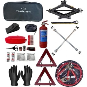 Resim Tüvtürk Uyumlu 5 Parça Trafik Seti Trafikseti+Kriko+Bijonanahtarı+Takviyekablosu+Eldiven 