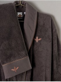 Resim Cottonbox Puff Nakışlı Aile Bornoz Seti Molende Bej-antrasit L-xl Antrasit 