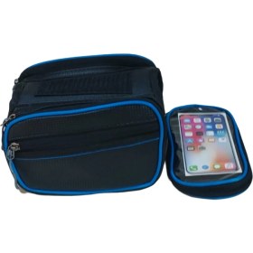 Resim Güçlü Bisiklet Motosiklet Bisiklet Ön Heybe Çanta Çıkarılabilir Telefon ve Yağmur Kılıflı 