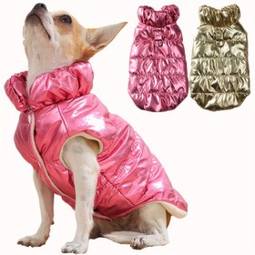 Resim Kadın ve Evcil Hayvan Giyimi - Yumuşak Sıcacık Kışlık Ceket, Pembe/Altın Diğer Renklerde - Kuçuk & Orta Boy Köpekler İçin Rahat Dış Giysi - Sonbahar, Bahar, İdeal Soğuktan Koruma 