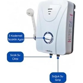 Resim Skygo Arnell Şofben 3 Kademe Yüksek Güç Güvenli ve Dayanıklı Tasarım Kolay Montaj 7500 Watt 