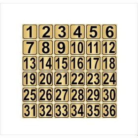 Resim Metal Kapı,masa,dolap Numarası 7cmx7cm 36 Adet (1…36) Altın Renk Metal 