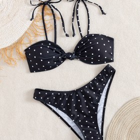 Resim Kadınların Nokta Desenli Bağcıklı Bikini Takımı 