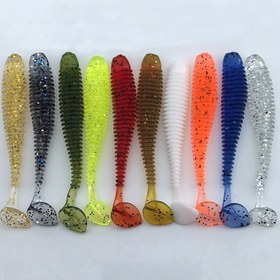 Resim 10 adet Yumuşak Yem Silikon Solucan Yemleri, Jigging Wobblers Balık Yemleri, Yapay Yüzgeçler, Gerçekçi Yüzgeçli, Sazan ve Levrek İçin 