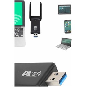Resim Mbps Wifi Alıcı Kablosuz Wifi Adaptörü Çift Band Çift Antenli 
